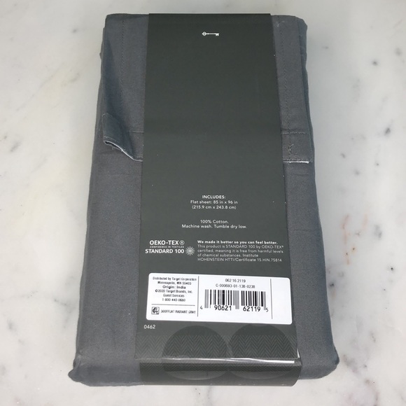 Target Threshold Full Grey Flat Sheet 100% Cotton - Picture 2 of 2